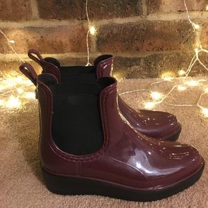 Nicole Miller Burgundy Ankle Rain Boots